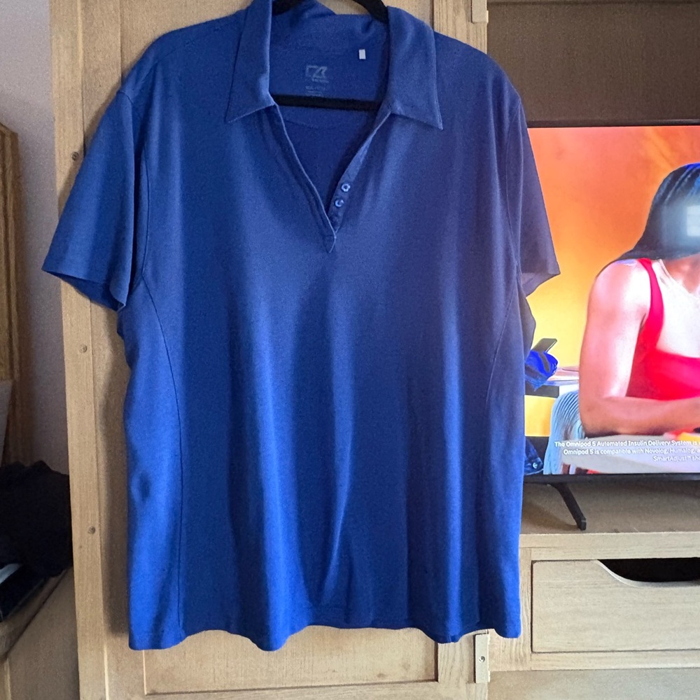 Golf Top Cutter & Buck Women's Blue Polo Shirt, XLG